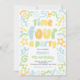 Invitación Globo de confeti para fiesta Cumpleaños 4º