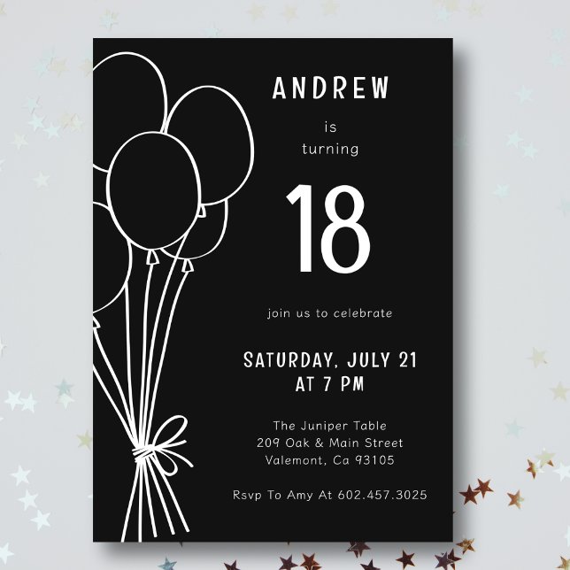 Invitación Globo de cumpleaños dibujado a mano niños blancos  (Subido por el creador)
