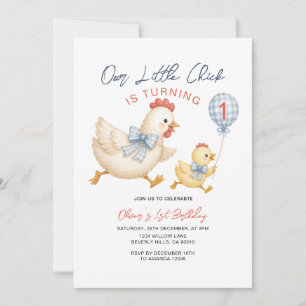 Invitación Globo de Cumpleaños Nuestro Pollito Cumple Uno