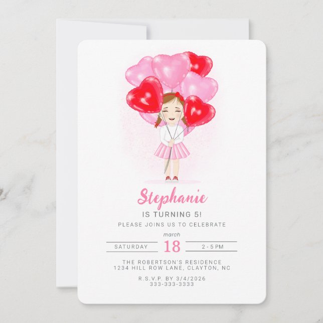 Invitación Globo de cumpleaños querida  (Anverso)