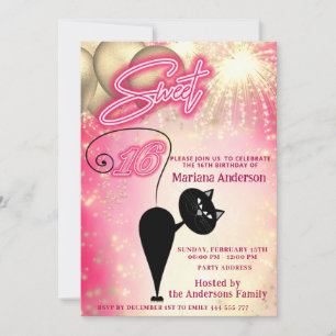 Invitación Globo de gatitos divertidos de Guay enciende fuego