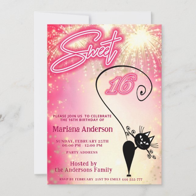 Invitación Globo de gatitos divertidos de Guay enciende fuego (Anverso)