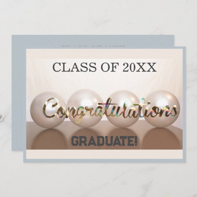 Invitación Globo de Graduación de Felicitaciones de Plata (Anverso / Reverso)