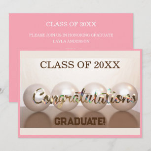 Invitación Globo de Graduación de Felicitaciones Rosadas