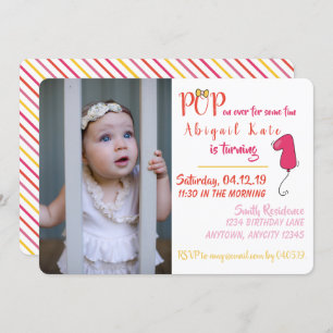 Invitación Globo de los chicas y primer globo del cumpleaños