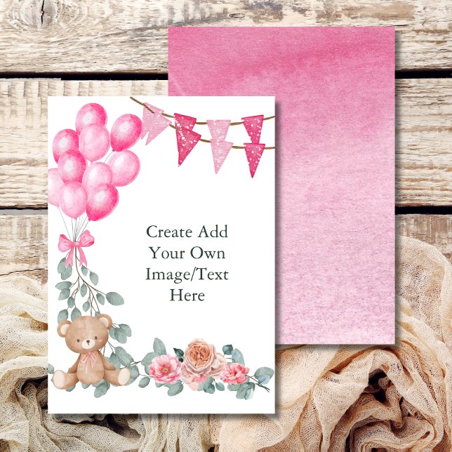 Invitación Globo de Oh Niña en Blanco Agrega Tu Propio Globo  (Subido por el creador)