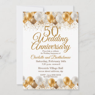 Invitación Globo de oro de 50 años de Boda