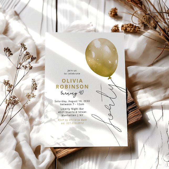 Invitación Globo de Oro de Moda Cumpleaños 40 (Subido por el creador)