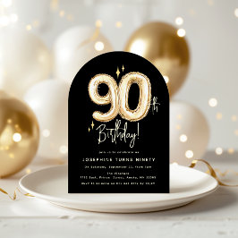 Invitación Globo de oro de moda para cumpleaños 90