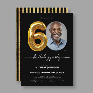 Invitación Globo de oro negro 60 cumpleaños