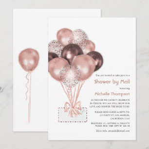 Invitación Globo de oro rosa para Baby Shower o Despedida de