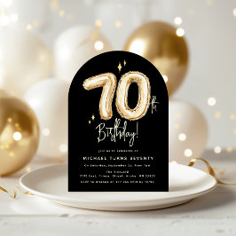 Invitación Globo de oro setenta fiesta de cumpleaños número 7