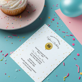 Invitación Globo de oro y Confetti cualquier número Cumpleaño