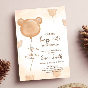 Invitación Globo de osito de peluche muy lindo boho fiesta de
