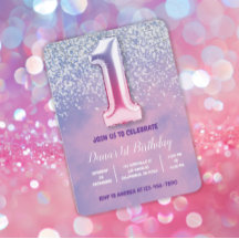 Globo de primer cumpleaños morado y rosado