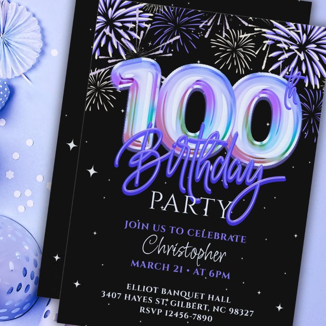 Invitación Globo de Relieve metalizado de fuegos artificiales (Subido por el creador)