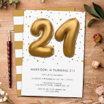 Invitación Globo de Relieve metalizado dorado moderno cumplea<br><div class="desc">Celebre con estilo con estas invitaciones a la fiesta de cumpleaños. El diseño es fácil de personalizar con tu propia redacción y tu familia y amigos estarán encantados cuando reciban estas fabulosas invitaciones de fiestas.</div>
