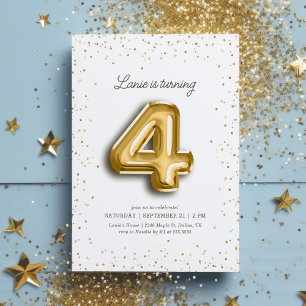 Invitación Globo de Relieve metalizado Purpurina de oro moder