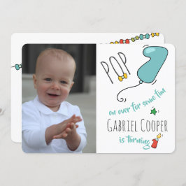 Invitación Globo dibujado mano colorida del cumpleaños de los