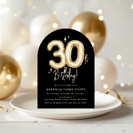 Invitación Globo Dorado Treinta Cumpleaños 30 Fiesta de Cumpl