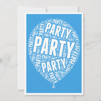 Invitación Globo fiesta con fondo azul