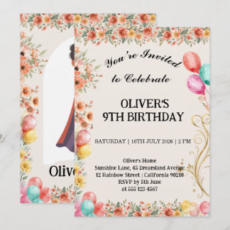 Invitación Globo Floral Cumpleaños