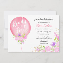 Invitación Globo floral rosa lindo listo para soltar una duch