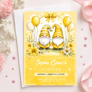 Invitación Globo Floral Sunshine con Nombre Personalizado Cum