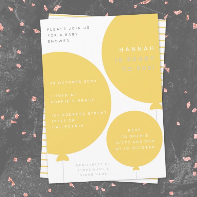 Invitación Globo moderno | Unisex Yellow Baby Shower (Subido por el creador)