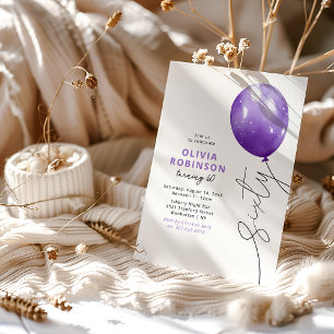 Invitación Globo Morado de Moda Cumpleaños 60