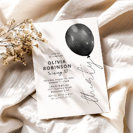 Invitación Globo Negro de Moda Cumpleaños 30