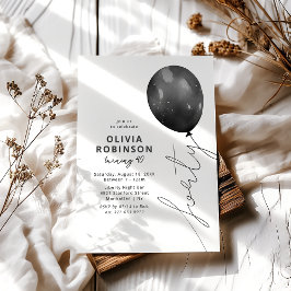 Invitación Globo Negro de Moda Cumpleaños 40