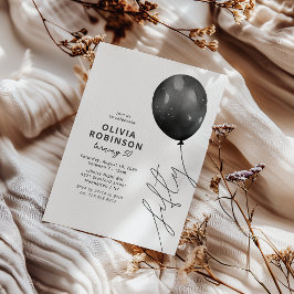 Invitación Globo Negro de Moda Cumpleaños 50