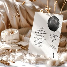 Invitación Globo Negro de Moda Cumpleaños 60