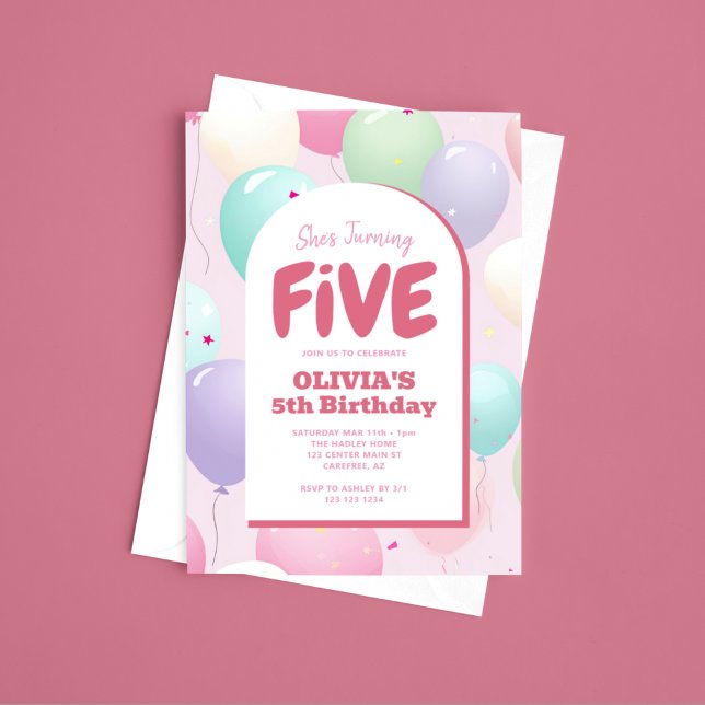 Invitación Globo pastel cumpleaños 5 (Subido por el creador)
