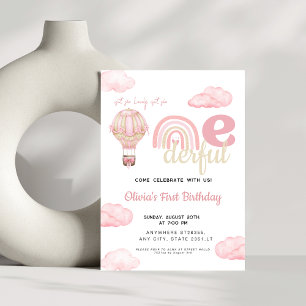 Invitación Globo rosa de aire caliente no es maravilloso cump