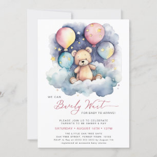Invitación Globo rosado que podemos esperar a la Chica Baby S