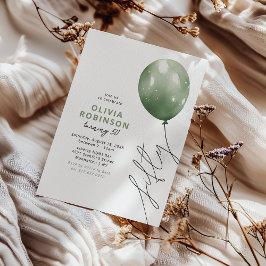 Invitación Globo Verde de Moda Cumpleaños 50
