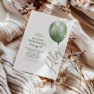 Invitación Globo Verde de Moda Cumpleaños 50