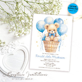 Invitación Globos acuáticos con bautismo de niño de oseo de T