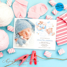 Invitación Globos acuáticos y oso, bautismo fotográfico