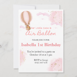 Invitación Globos aerostáticos calientes rosados invitació de