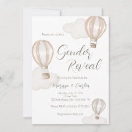 Invitación Globos aerostáticos neutrales para baby shower