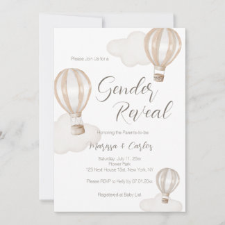 Invitación Globos aerostáticos neutrales para baby shower