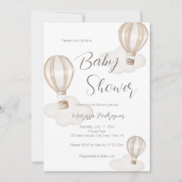 Invitación Globos aerostáticos neutrales para baby shower