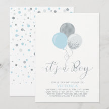 Globos azul y plateado | Es un Boy Baby Shower