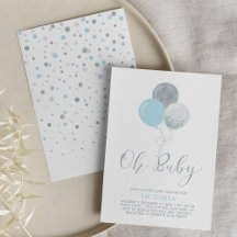 Globos azul y plateado | Oh Baby Boy Baby Shower