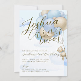 Invitación Globos azules bebé osos de peluche niños fiesta de