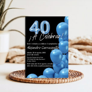Invitación Globos Azules Españoles Presupuesto & Cumpleaños 4