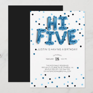 Invitación Globos azules Hi Five Birthday